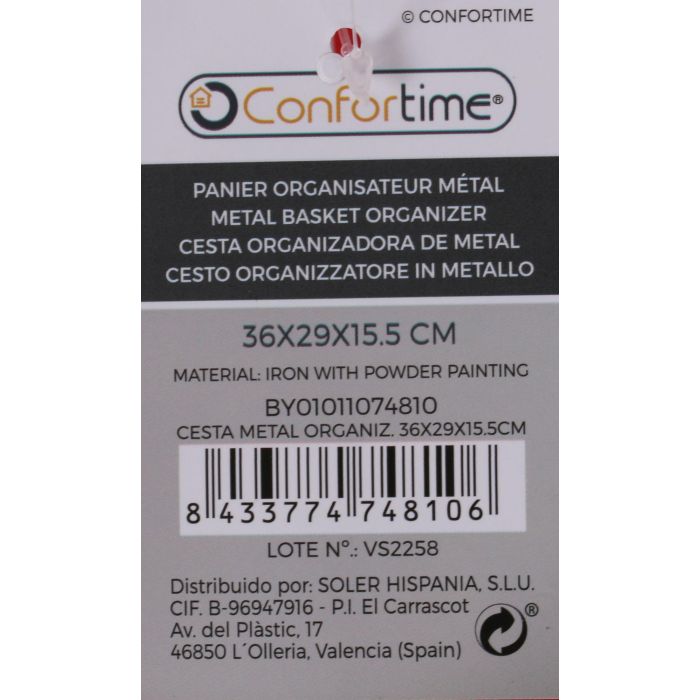 Cesta de Metal Organizadora 36x29x15.5 cm Confortime (12 Unidades) 11 Cesta de Metal Organizadora 36x29x15.5 cm Confortime (12 Unidades) 11