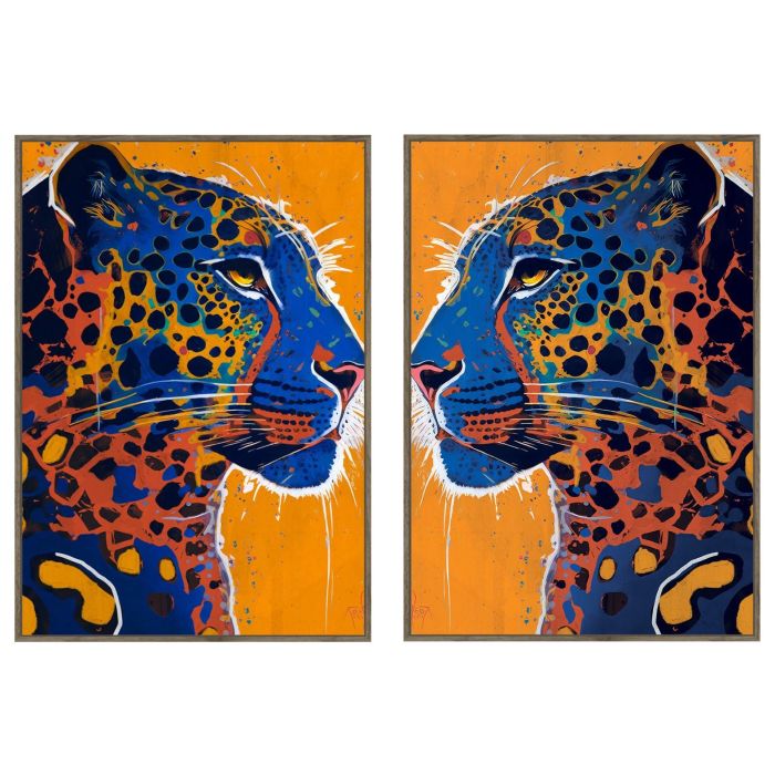 Cuadro Home ESPRIT Leopardo Urbano 80 x 4,5 x 120 cm (2 Unidades)
