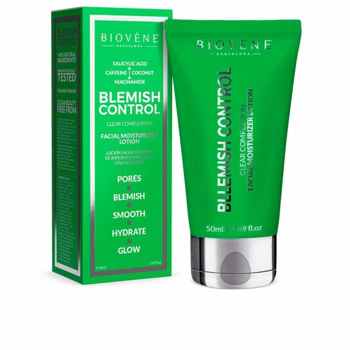 Biovène BLEMISH CONTROL Loción Facial Hidratante para Piel con Imperfecciones, Antimanchas, Reduce Poros y Equilibra Grasa 50 ml