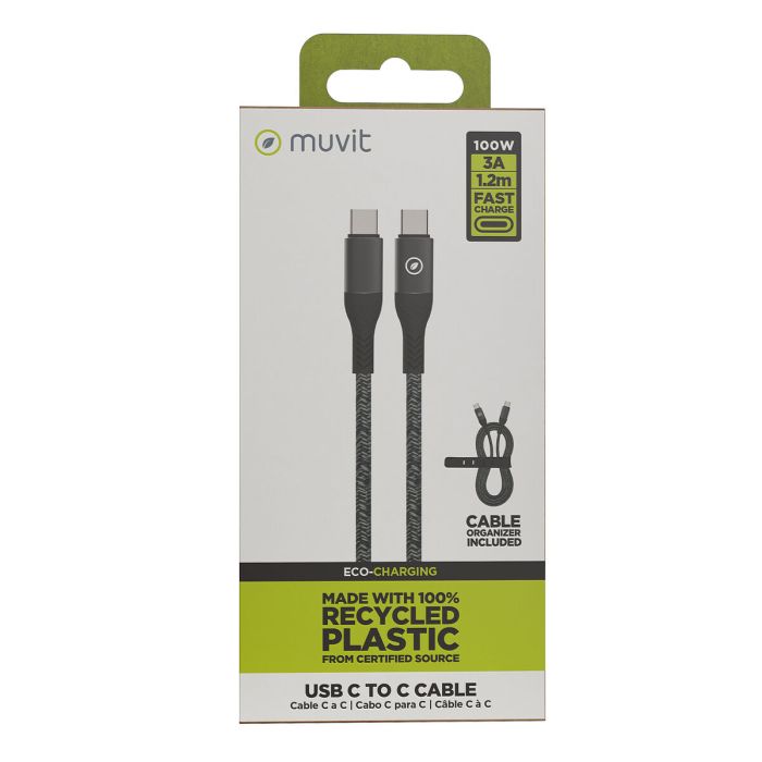 muvit for change cable Tipo C a Tipo C 5A/100W 1.2m resistente negro 1 muvit for change cable Tipo C a Tipo C 5A/100W 1.2m resistente negro 1