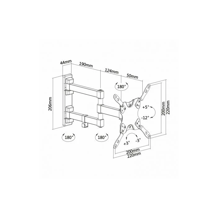 Aisens Soporte Pared Eco Giratorio Inclinable 3 Pivotes para TV-Monitor 20 kg 13"-42" Negro 4