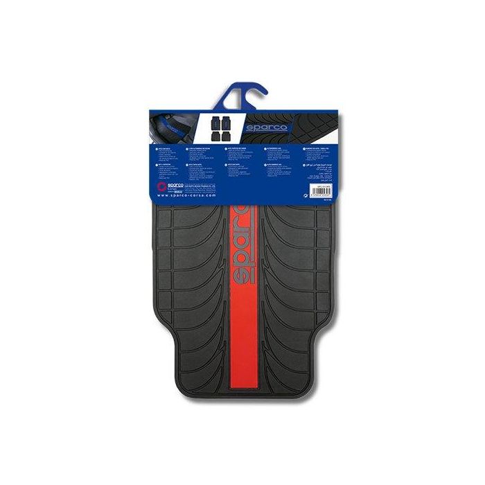 SPARCO SPC1913RS Alfombra de Coche PVC-Latex 4 Piezas con Franja Roja, Diseño Deportivo y Ajuste Universal. Fácil Limpieza. 2 SPARCO SPC1913RS Alfombra de Coche PVC-Latex 4 Piezas con Franja Roja, Diseño Deportivo y Ajuste Universal. Fácil Limpieza. 2