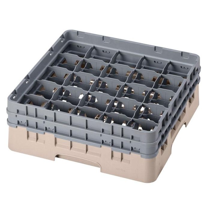 CAMBRO - 25S434-184 - Cesta de lavado 25 comp. 2 alturas - 8,7 cm Ø máx. - alt. máx. 13,5 cm - 50 x 50 x 18,4 cm - Beige