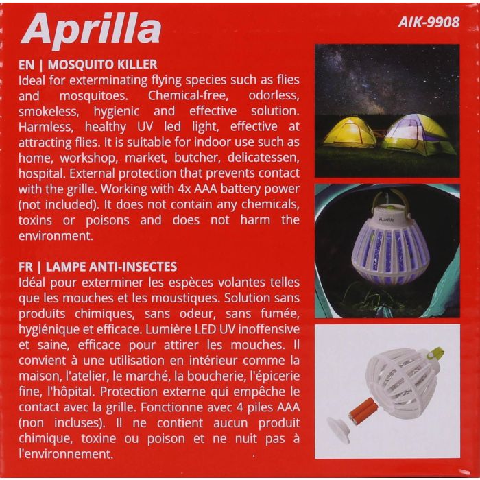 Aprilla Mata Insectos Luz LED Ultravioleta - 12 x 12 x 12 cm (8 Unidades) 3