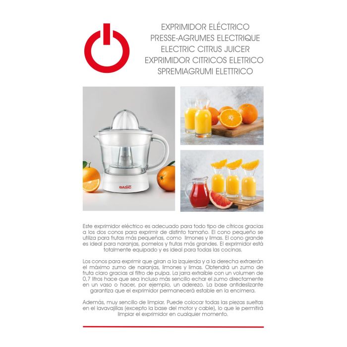 Exprimidor 25W-40W/700Ml Basic Home (6 Unidades) 1 Exprimidor 25W-40W/700Ml Basic Home (6 Unidades) 1