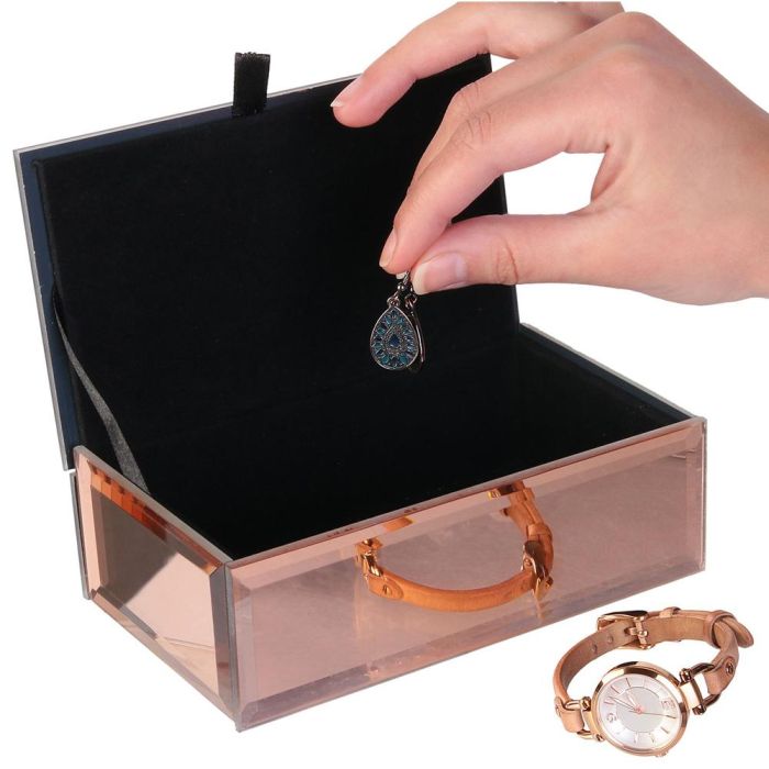 Home Deco Factory Joyero con Espejo Color Cobre para Tocador 16x9,5x5,5 cm 5