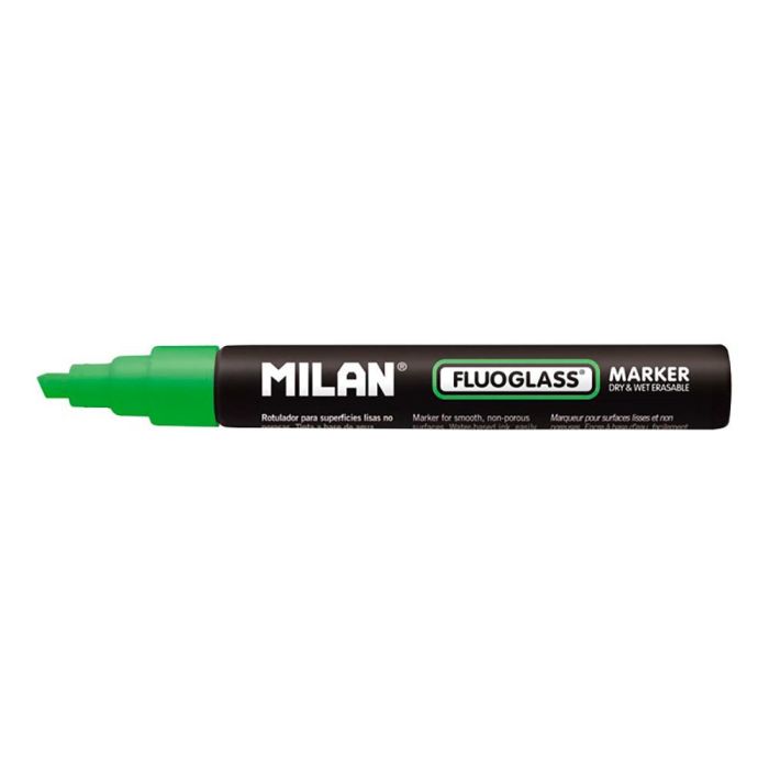 Milán Rotulador Fluoglass 2 para Superficies Lisas 2-4mm Punta Biselada Verde Blíster 0 Milán Rotulador Fluoglass 2 para Superficies Lisas 2-4mm Punta Biselada Verde Blíster 0