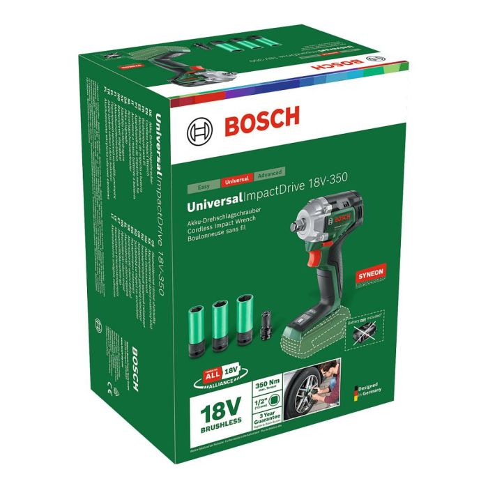 Bosch UniversalImpactDrive 18V-350, Destornillador de Impacto Profesional 1/2", Mango Pistola, Par Máx. 350 Nm, 3 Velocidades (0-3400 IPM), Verde, 4053423319958 2 Bosch UniversalImpactDrive 18V-350, Destornillador de Impacto Profesional 1/2", Mango Pistola, Par Máx. 350 Nm, 3 Velocidades (0-3400 IPM), Verde, 4053423319958 2