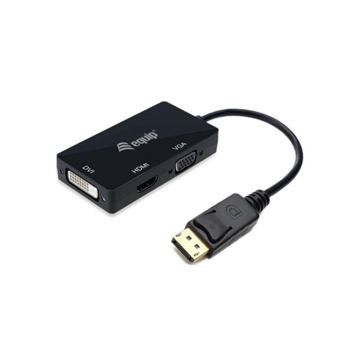 Equip Adaptador DisplayPort a HDMI/VGA/DVI - Macho a Hembra - Negro 0.24m - 1920x1200 - Plug and Play