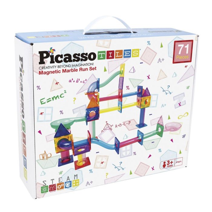 Picasso Tiles Circuito de Canicas Magnético 71 Piezas | Juguete de Construcción Compatible con Bloques 1