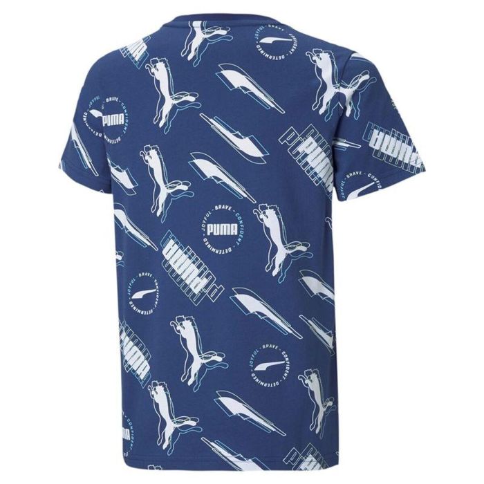 Camiseta de Manga Corta Infantil Puma AOP Azul oscuro 1