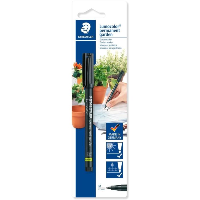 STAEDTLER Lumocolor 319 GM Rotulador Permanente de Jardín Negro, Punta Media 1mm, Resistente al Agua y a la Luz