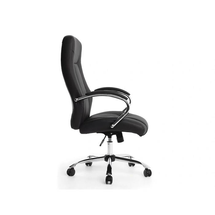 Q-connect Silla de Dirección Vero NA Simil Piel Base Metálica Ruedas Premium Negro Ancho 63 cm x Profundidad 70 cm x Altura 116-124 cm 2