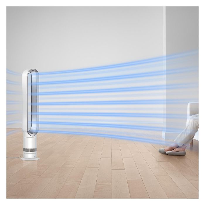 Dyson AM07 Ventilador sin Aspas de Pie para Habitaciones hasta 81 m³, Control Remoto, 10 Velocidades, Plata y Blanco
