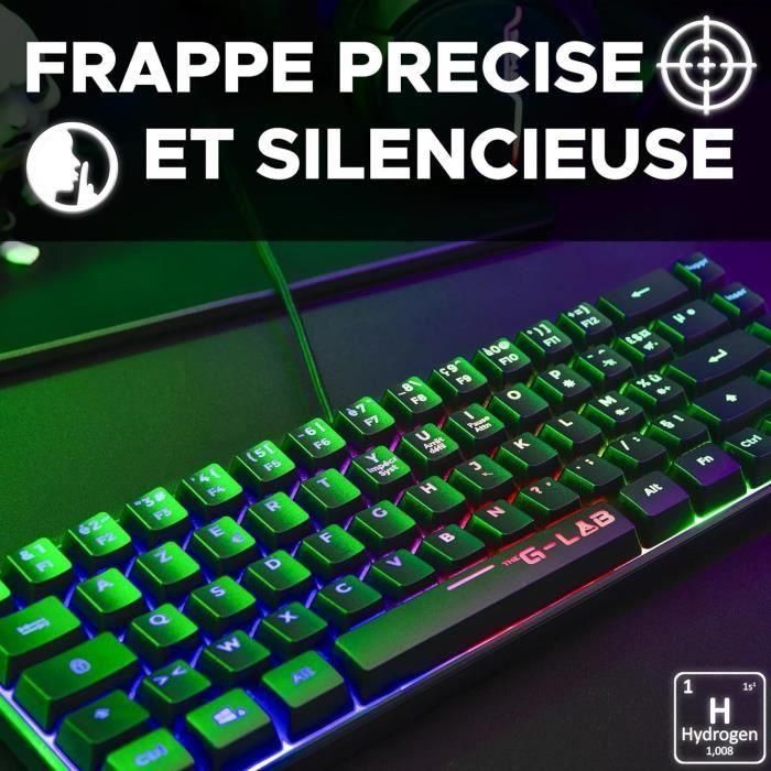 Teclado para juegos - THE G-LAB - KEYZ-HYDROGEN/FR - 60% Membrana negra 5 Teclado para juegos - THE G-LAB - KEYZ-HYDROGEN/FR - 60% Membrana negra 5