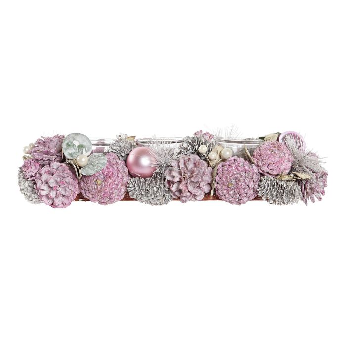 DKD Home Decor Portavela Navidad Fantasía Colección Dulce Rosa Palo de Piña y Cristal, 13x38x8.5 cm (2 Unidades) 2 DKD Home Decor Portavela Navidad Fantasía Colección Dulce Rosa Palo de Piña y Cristal, 13x38x8.5 cm (2 Unidades) 2