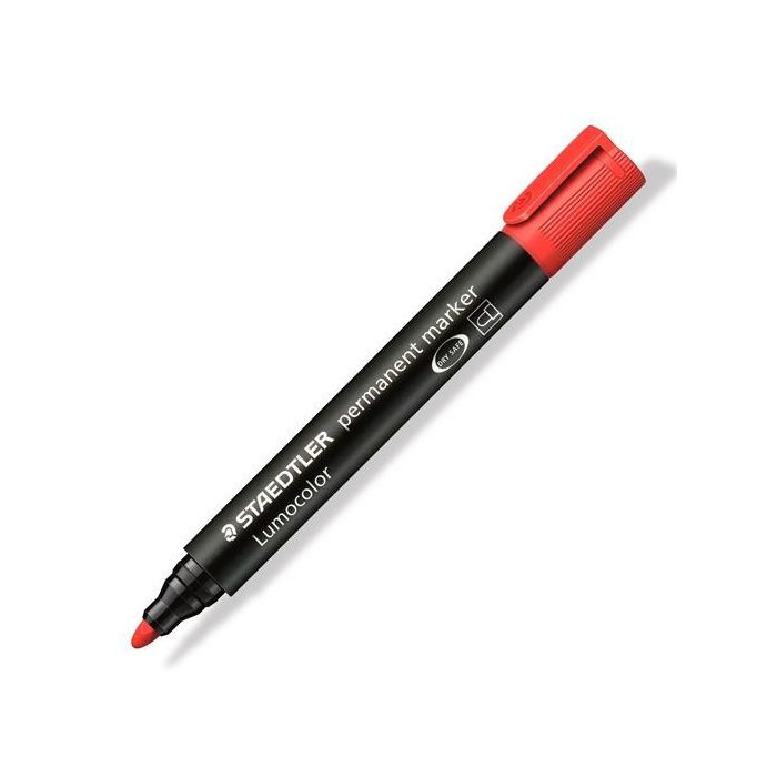 Staedtler Marcador Permanente Lumocolor 352-2 Rojo, Punta Redonda, Resistente al Agua, Secado Rápido (Pack 10 Unidades) (10 Unidades)