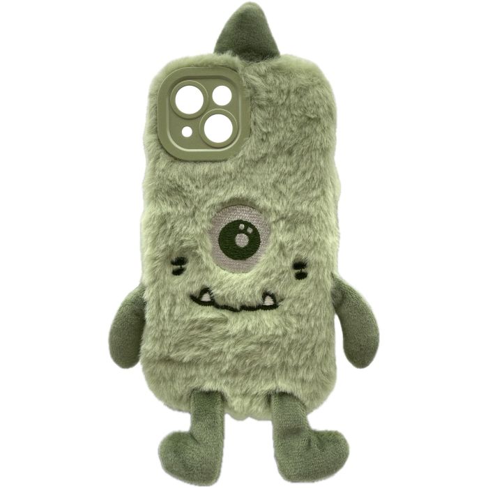 Realpower Flauschi Funda Verde iPhone 15, Carcasa de Móvil Afelpada