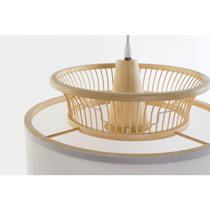DKD Home Decor Lámpara de Techo Balines de Bambú y Poliéster Blanco Natural 40x40x52cm con Casquillo E27 50W 2 DKD Home Decor Lámpara de Techo Balines de Bambú y Poliéster Blanco Natural 40x40x52cm con Casquillo E27 50W 2