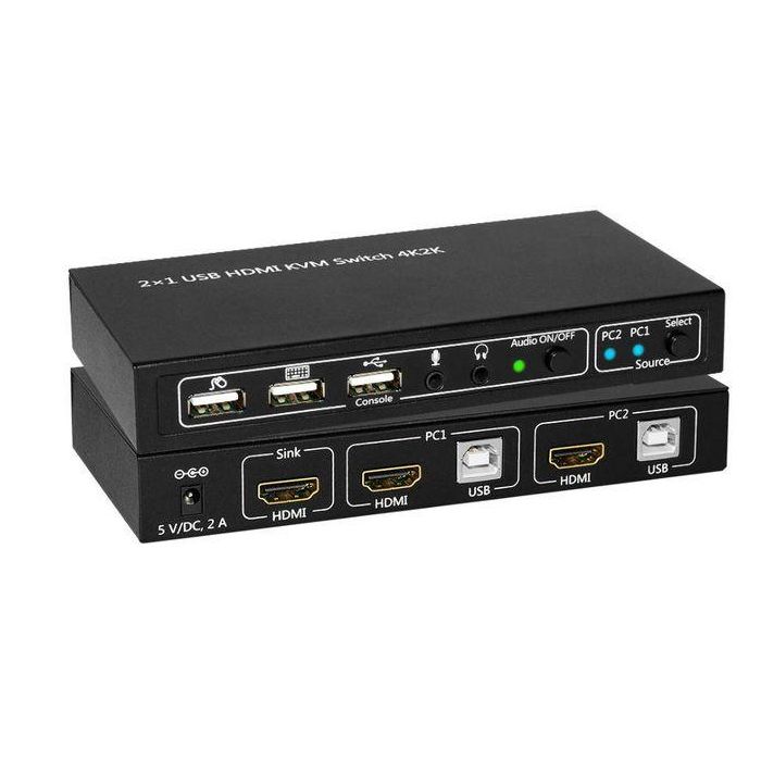 MicroConnect KVM Switch HDMI USB 2 Puertos para 2 Ordenadores | Resolución 1920x1200 | Conmutación Botón Hotkey | Carcasa Metálica | Compatible Windows Mac MicroConnect KVM Switch HDMI USB 2 Puertos para 2 Ordenadores | Resolución 1920x1200 | Conmutación Botón Hotkey | Carcasa Metálica | Compatible Windows Mac