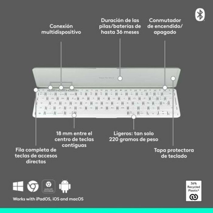 Teclado Logitech Blanco QWERTY 8 Teclado Logitech Blanco QWERTY 8