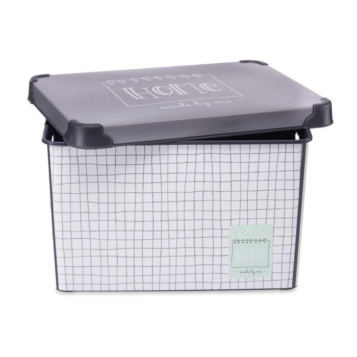 Caja de Almacenaje con Tapa Home Gris Plástico (29 x 23,5 x 39 cm) 2 Caja de Almacenaje con Tapa Home Gris Plástico (29 x 23,5 x 39 cm) 2