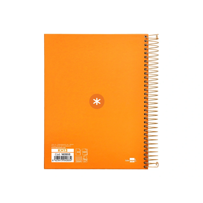 Antartik Cuaderno espiral micro A5 120 hojas 90 gr cuadro 5mm 5 bandas color mostaza 2