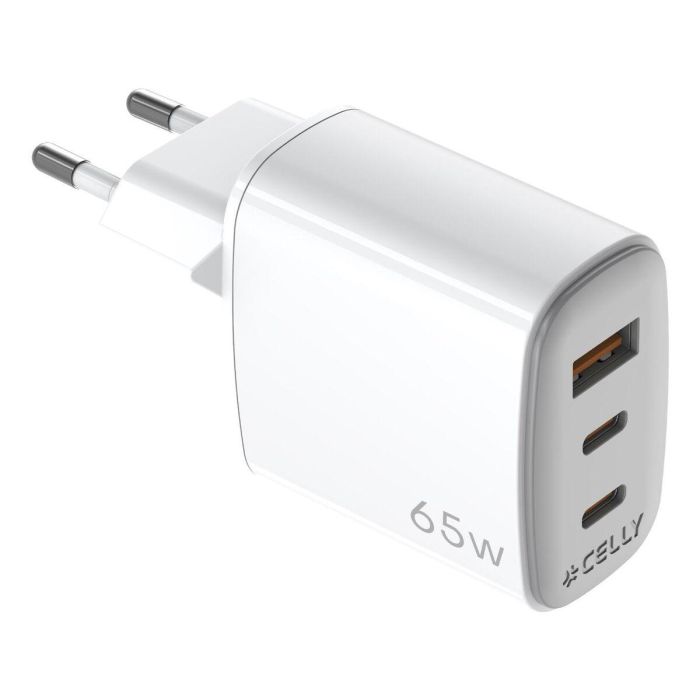 Cargador de Pared Celly UPTC1USB2USBC65 Blanco 8 Cargador de Pared Celly UPTC1USB2USBC65 Blanco 8