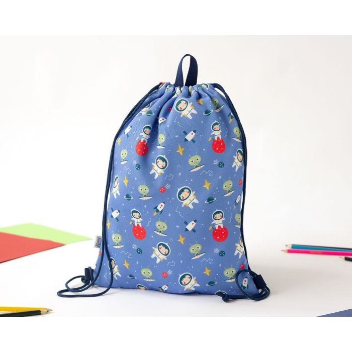 KioKids Bolsa de Almuerzo Azul de Algodón y Poliéster para Guardería, Colegio +0 meses, Capacidad 5L