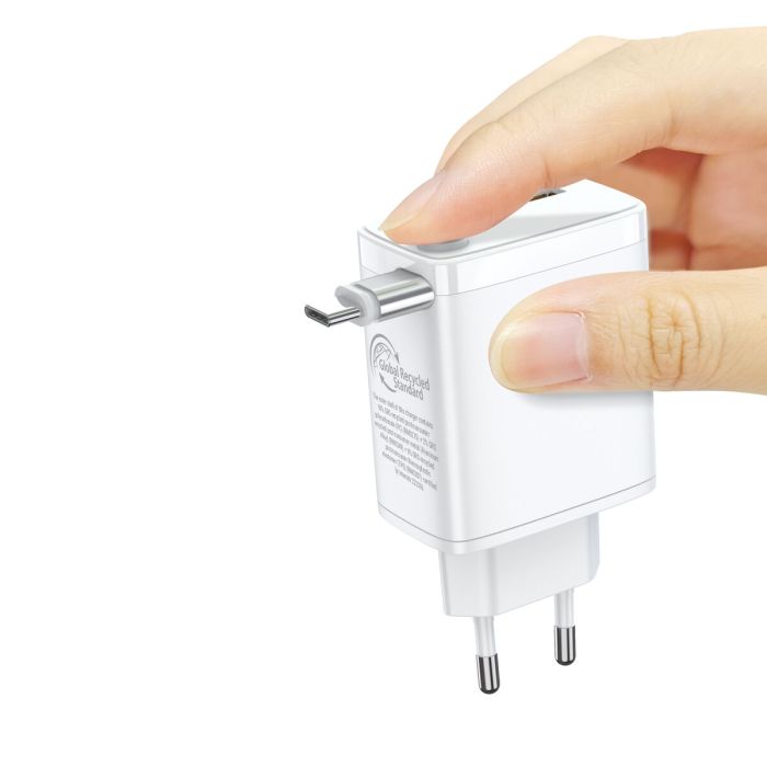 muvit for change cargador de pared Retráctil Tipo C PD 30W blanco 9