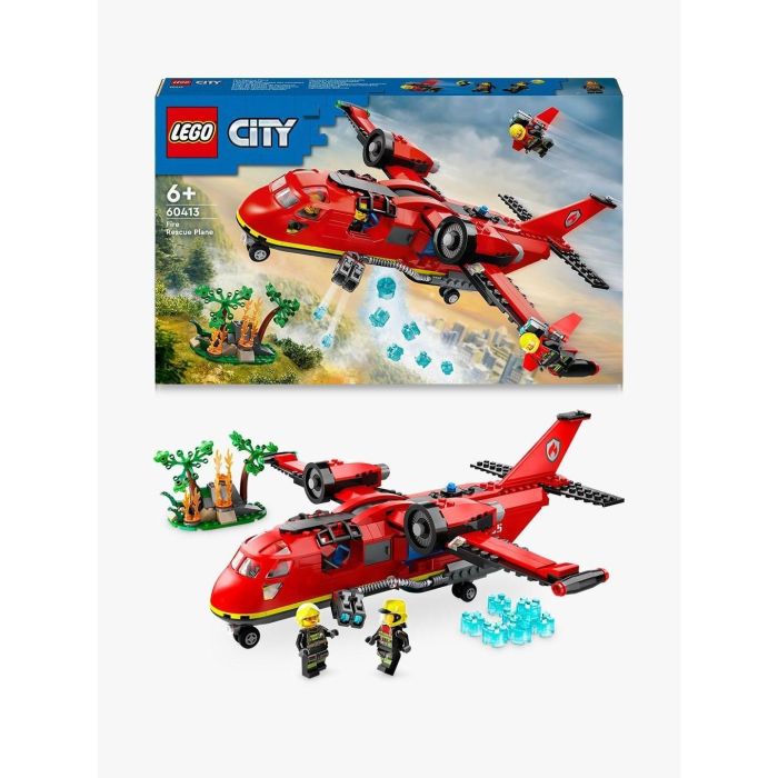 LEGO 60413 City Avión de Rescate de Bomberos Juguete con 3 Pilotos y Minifiguras 14