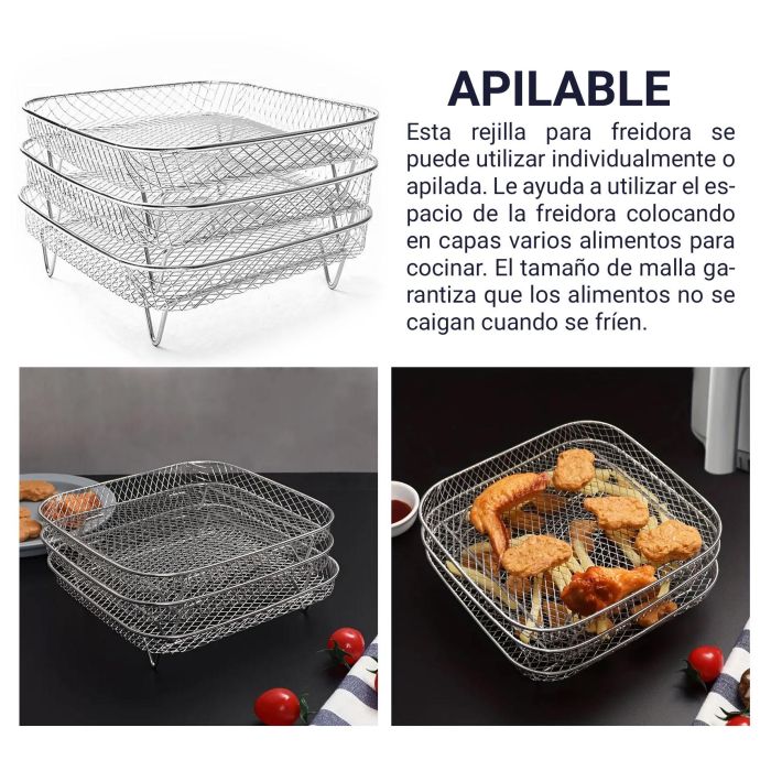 Rejilla para Freidora de Aire Apilable Cuadrada 20 cm Quttin - Inde (12 Unidades) 15 Rejilla para Freidora de Aire Apilable Cuadrada 20 cm Quttin - Inde (12 Unidades) 15