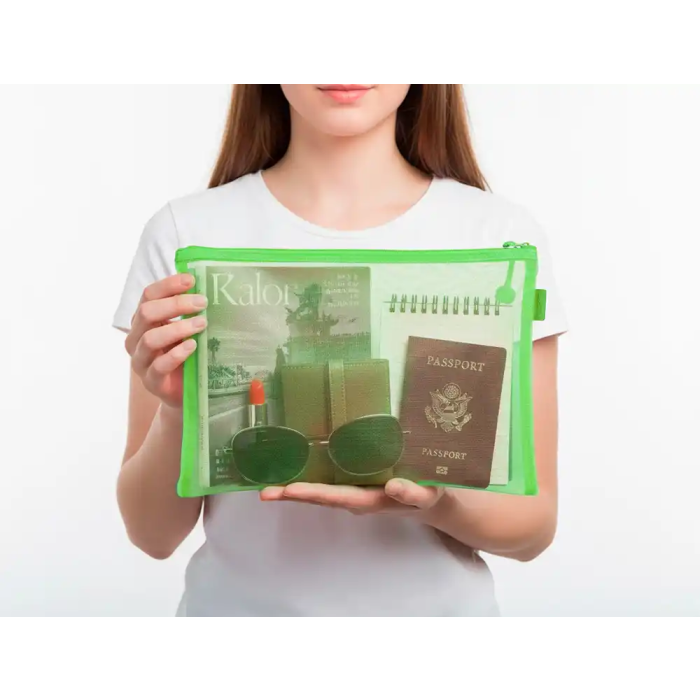 Liderpapel Bolsa Zipper Bag Poliester Transpirable Multiusos DIN A4 Verde Pastel 6