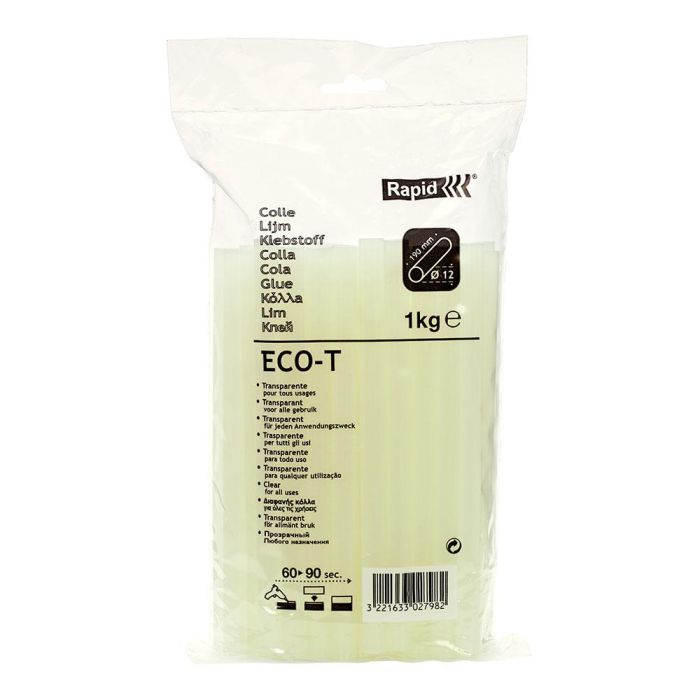 Rapid Barra de cola eco-t Ø12x190mm transparente para madera, piel, tejidos, corcho, plásticos, loza y cartón 40302798 0 Rapid Barra de cola eco-t Ø12x190mm transparente para madera, piel, tejidos, corcho, plásticos, loza y cartón 40302798 0