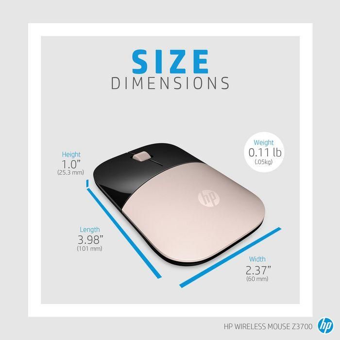 HP Ratón Inalámbrico Z3700 Negro Azul, Conexión USB 2.4 GHz, Batería de Larga Duración Hasta 16 Meses, Receptor Nano Incluido, Diseño Delgado y Portátil