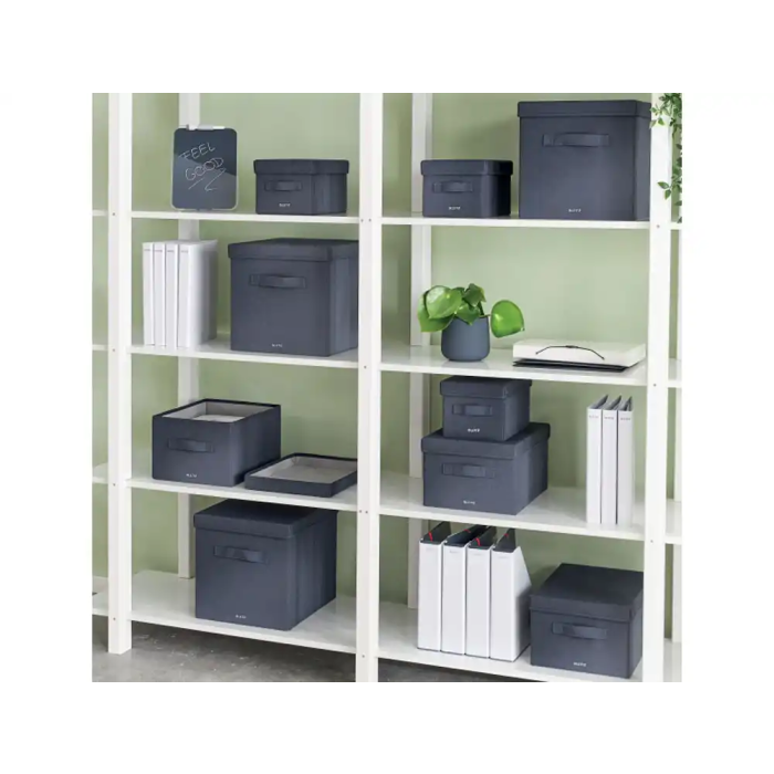 Leitz Caja de Almacenamiento Plegable con Tapa, Tela Gris Terciopelo, Tamaño M, 285x203x380 mm 7