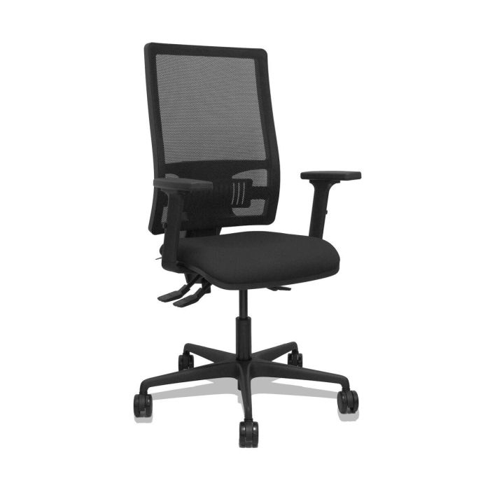 PIQUERAS Y CRESPO Silla Bormate asincro malla negra asiento bali negro brazos 2D ruedas 65mm