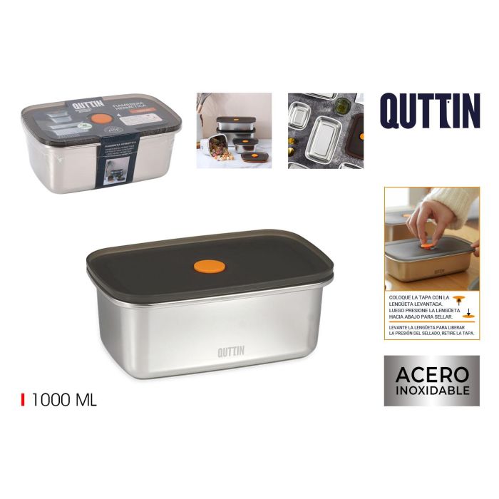 Fiambrera hermética rectangular 1000 ml Quttin (12 Unidades) Fiambrera hermética rectangular 1000 ml Quttin (12 Unidades)