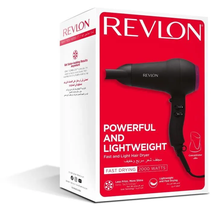 Revlon Secador de Pelo Ligero 2000W de Secado Rápido con Parrilla Cerámica Iónica 2 Revlon Secador de Pelo Ligero 2000W de Secado Rápido con Parrilla Cerámica Iónica 2