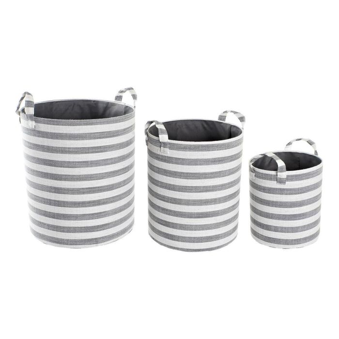 Cesta Basicos DKD Home Decor Gris Blanco 35 x 40 x 35 cm Set de 3 3