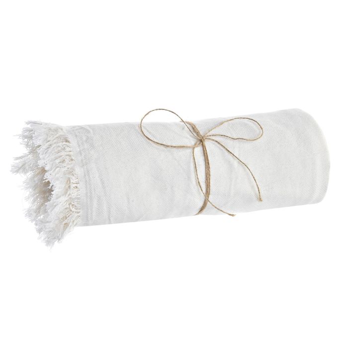 Plaid Scandi DKD Home Decor Blanco 250 x 150 cm (2 Unidades)