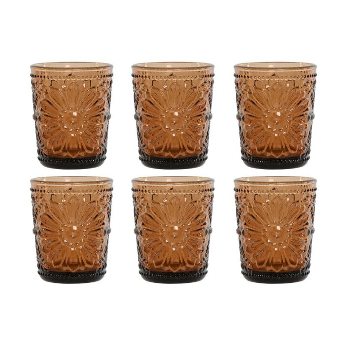 DKD Home Decor Set de 6 Vasos de Cristal Marrón 310ml Básicos con Diseño Margarita Apto Microondas y Lavavajillas DKD Home Decor Set de 6 Vasos de Cristal Marrón 310ml Básicos con Diseño Margarita Apto Microondas y Lavavajillas