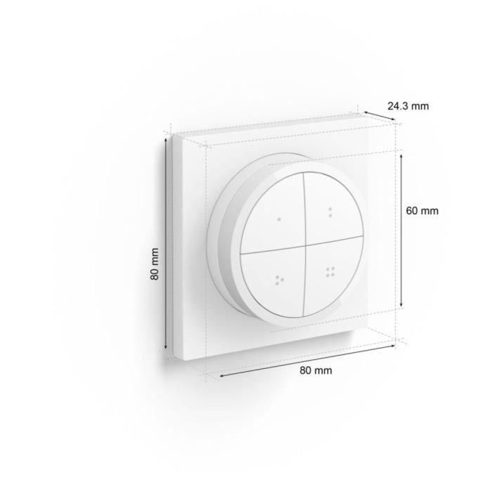 Philips Hue Bouton Remote Control Remote Tap Interruptor de marcación de marcación, blanco, permite el control de varias partes o un área 3 Philips Hue Bouton Remote Control Remote Tap Interruptor de marcación de marcación, blanco, permite el control de varias partes o un área 3