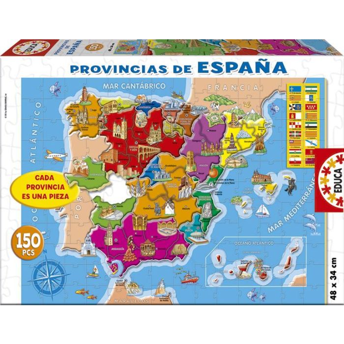 Educa 14870 Puzzle de 150 piezas: Mapa de Provincias de España. Juego educativo para niños y niñas +8 años. Alta calidad.