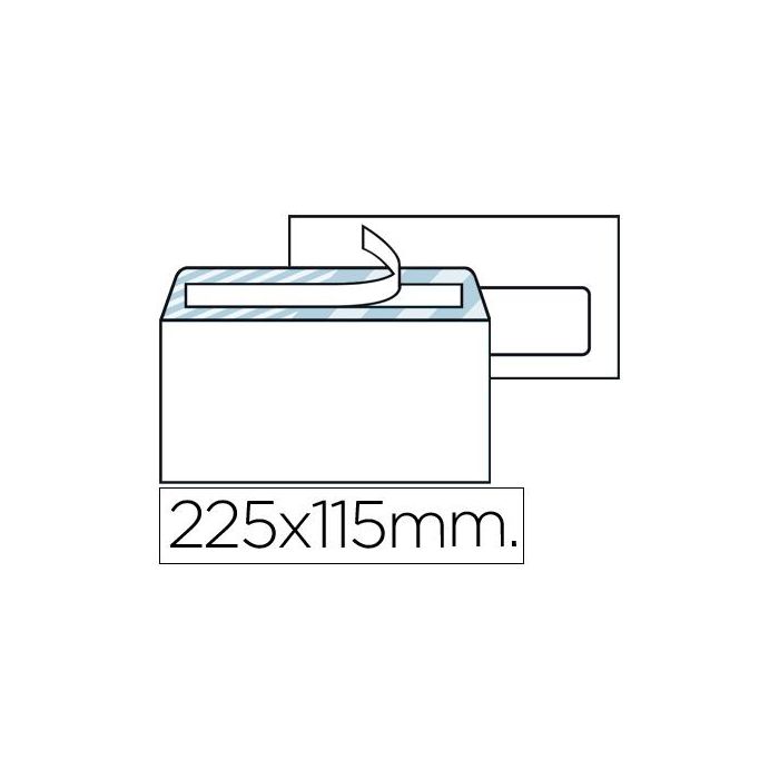 Sobre Liderpapel N.4 Blanco Americano Ventana Derecha 115x225 mm Tira Silicona Open System Caja De 500 Unidades