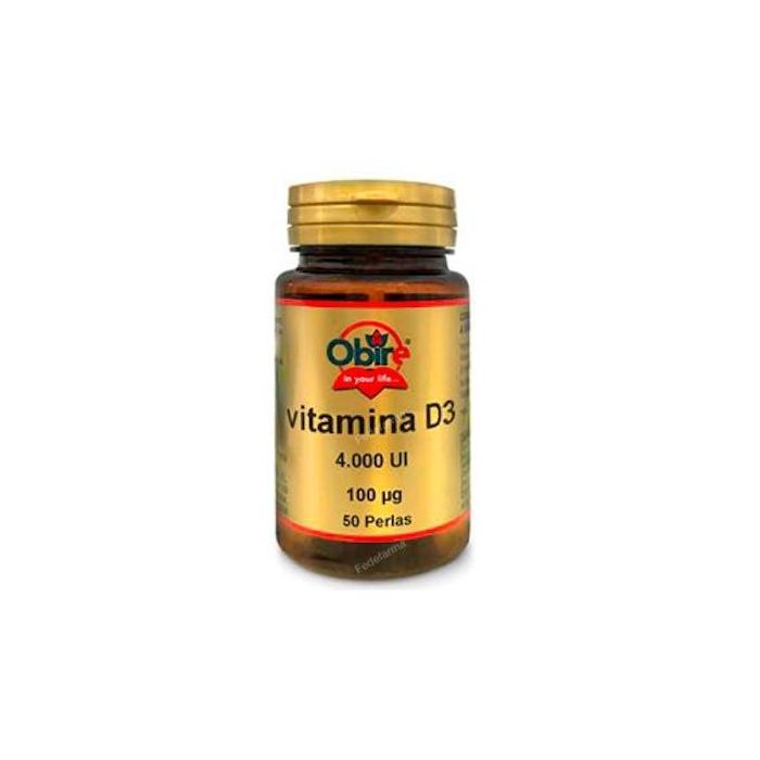OBIRE Vitamina D3 100mcg 50 Perlas - Absorción Calcio Fósforo y Huesos Saludables