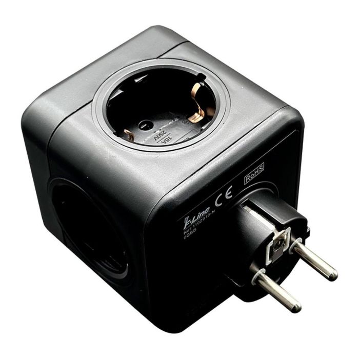 Fbright Clavija modular 5 tomas schuko 2P+T 16A 3680W 250V~ negra compatible con ref 40292, 40293