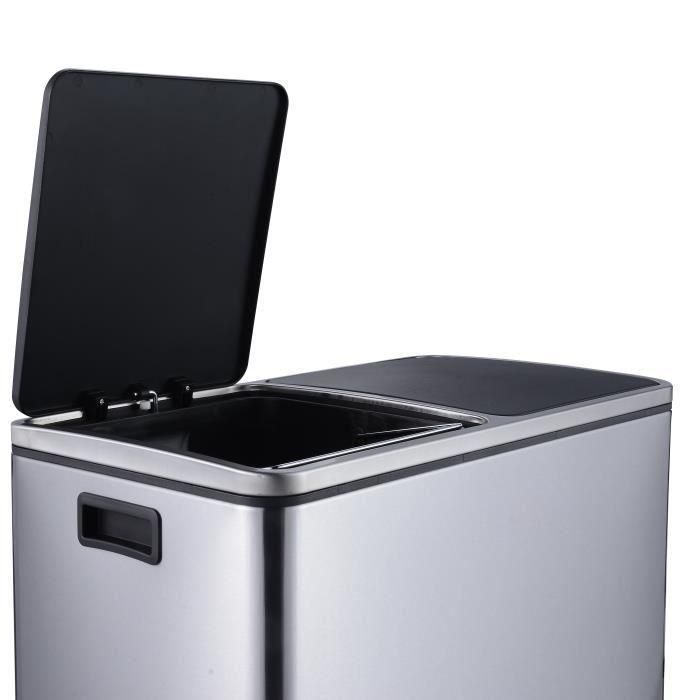 Kitchen Move MAJOR Papelera de Cocina Rectangular con Pedal Clasificación Selectiva 60L (2x30L) Acero Inoxidable Cepillado 2 Kitchen Move MAJOR Papelera de Cocina Rectangular con Pedal Clasificación Selectiva 60L (2x30L) Acero Inoxidable Cepillado 2