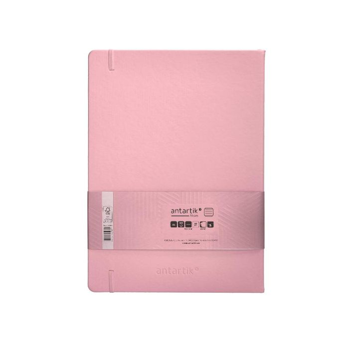 Cuaderno Con Gomilla Antartik Notes Tapa Dura A4 Hojas Rayas Rosa Pastel 100 Hojas 80 gr Fsc 2