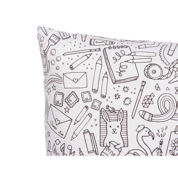 Cojín para Colorear Pincello 43x13x43 cm - Tela, Blanco/Negro (6 Unidades) 2 Cojín para Colorear Pincello 43x13x43 cm - Tela, Blanco/Negro (6 Unidades) 2